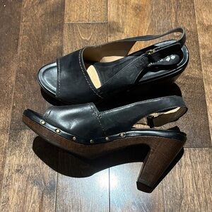 Naturalizer Leather Black Women's Slingback Wood Heels Size 7 New without box